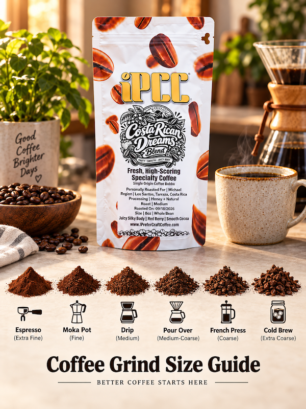 Coffee grind size chart from fine espresso to coarse cold brew